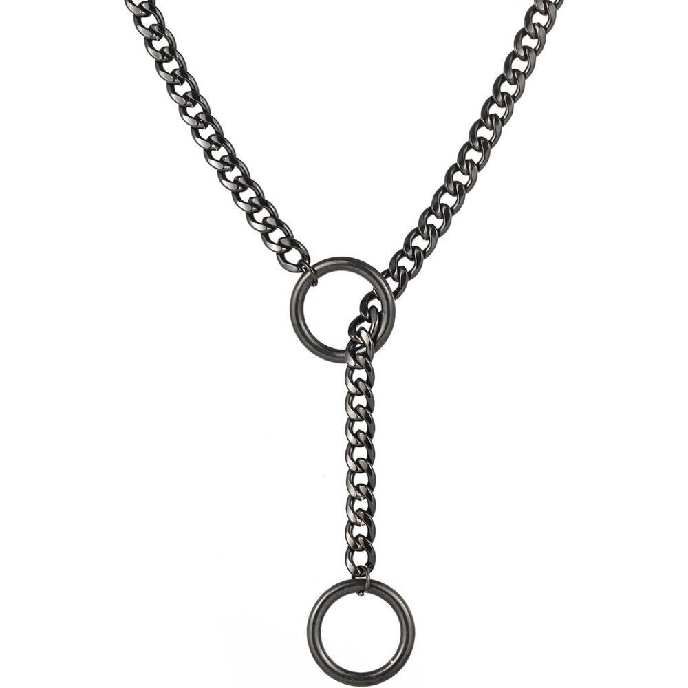 ✨Women Silver Heart O Ring Choker Stainless Steel Cuban Chain Necklaces Jewelry